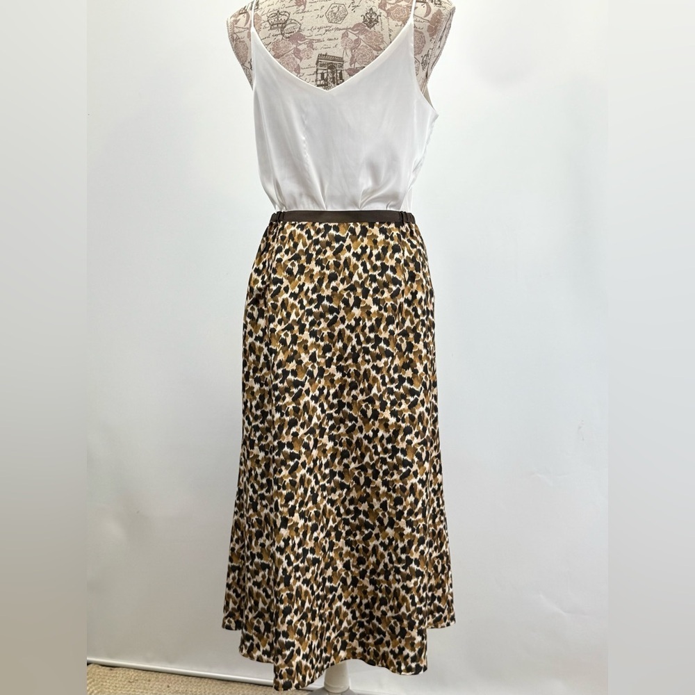 TALBOTS Brown, black & Tan A-Line animal print midi skirt size 16W - Picture 5 of 13